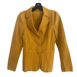 Miu Miu Mustard Yellow Cotton Blazer Jacket Womens Size 40 Made In Italy Small S